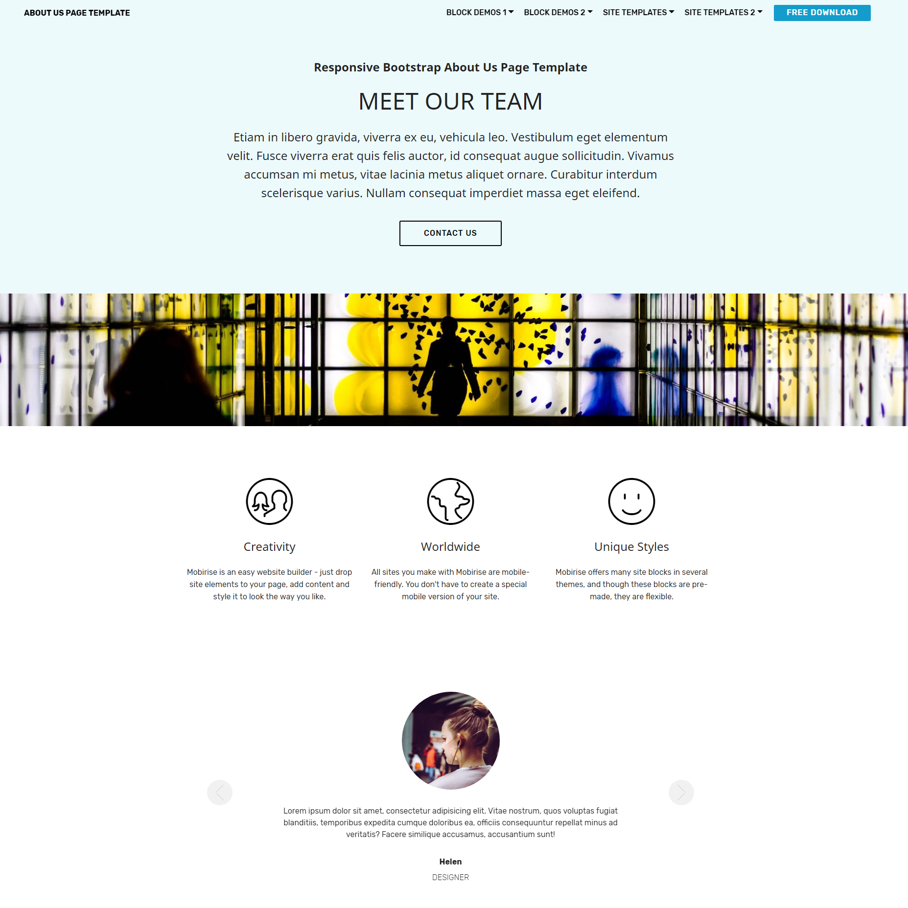 Free Bootstrap  About Us  Templates