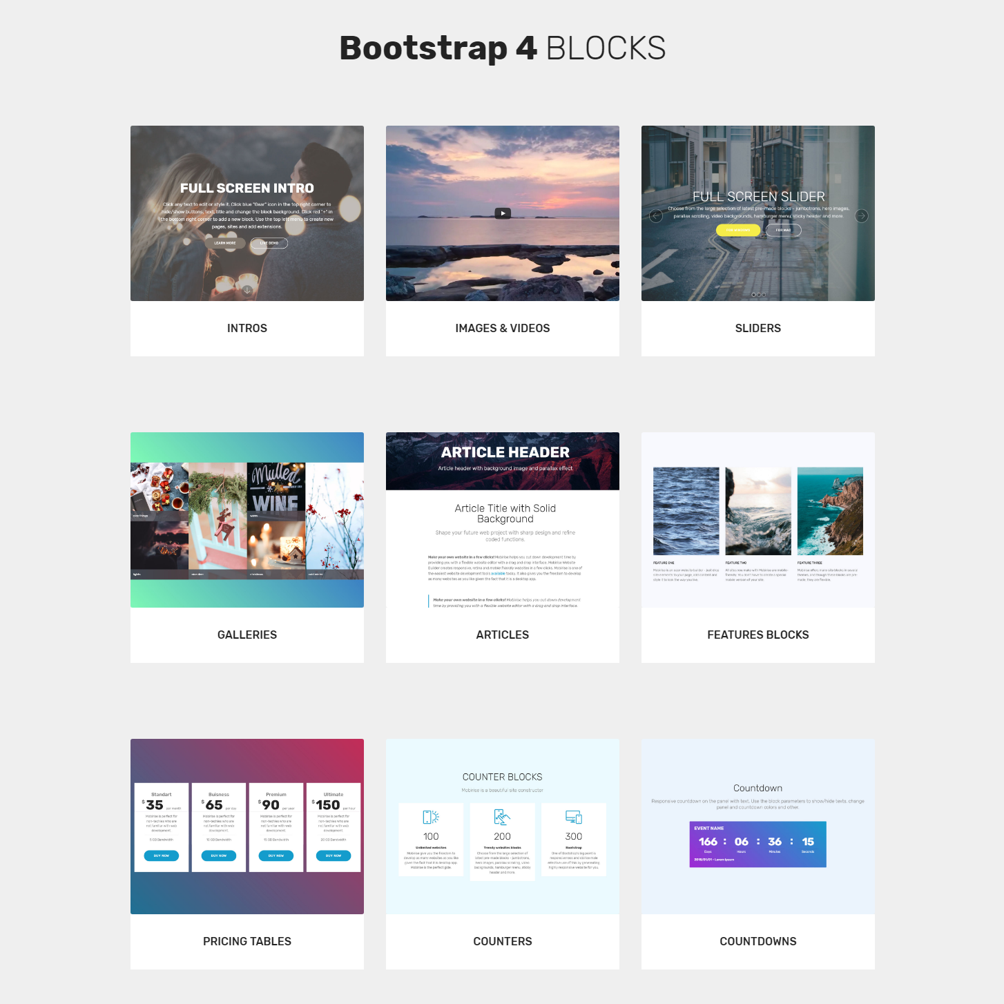 HTML5 Bootstrap Blocks Themes